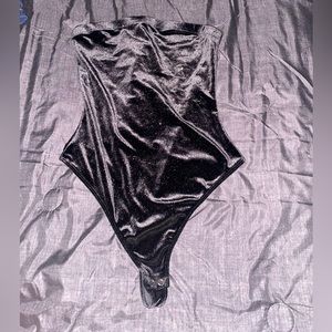 Black sparkle velvet bodysuit